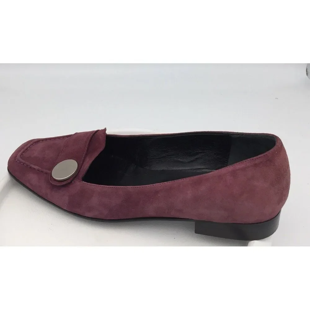 Enrico Gori Burgundy Suede ‎ Firenzi Womens' Apron Toe Slip Ons Sz 8M Italy